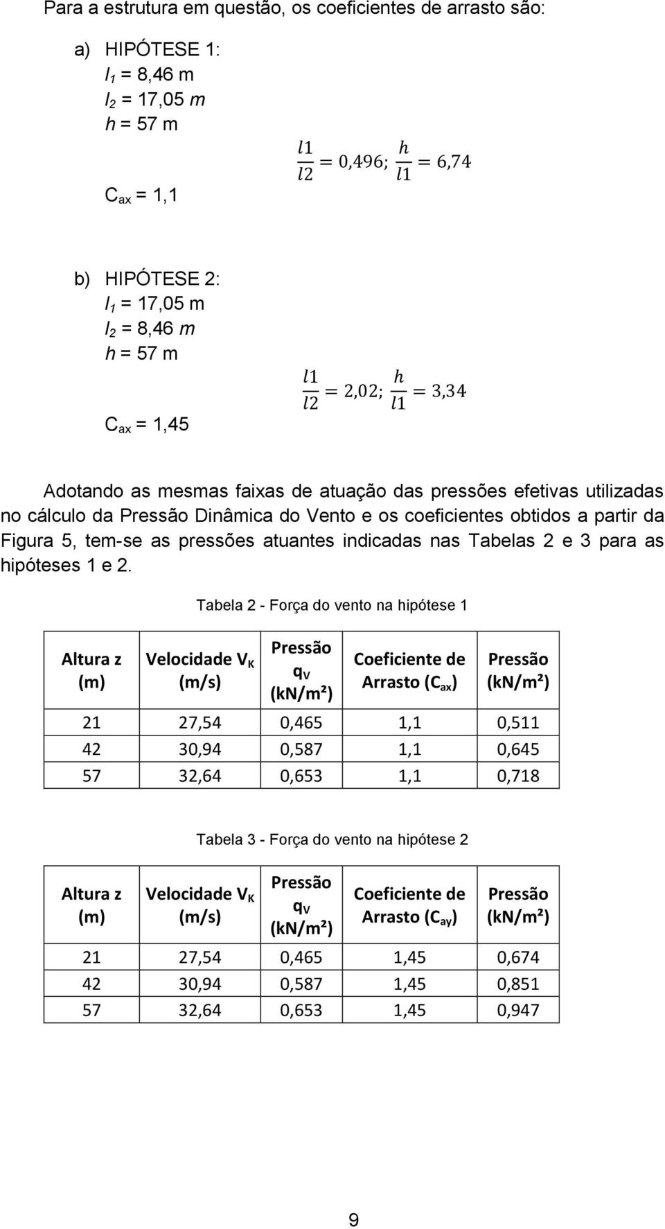 3 para as hipóteses 1 e 2.