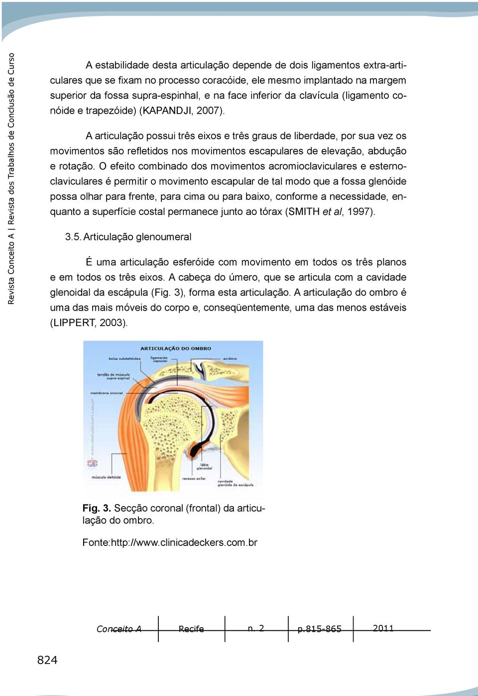 A articulação possui três eixos e três graus de liberdade, por sua vez os movimentos são refletidos nos movimentos escapulares de elevação, abdução e rotação.