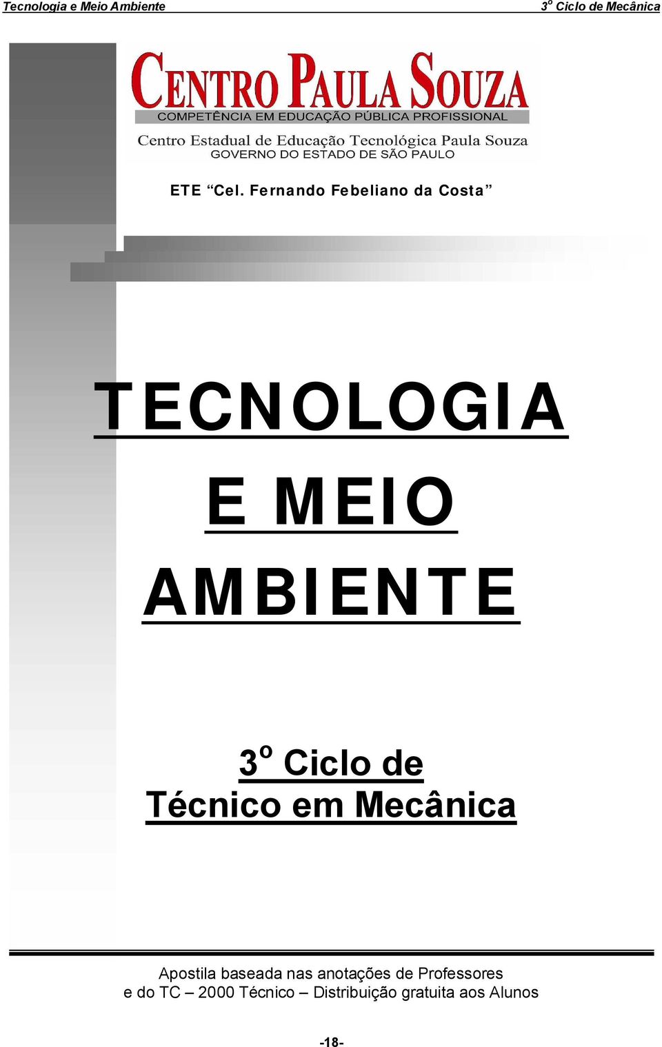 AMBIENTE 3 o Ciclo de Técnico em Mecânica Apostila