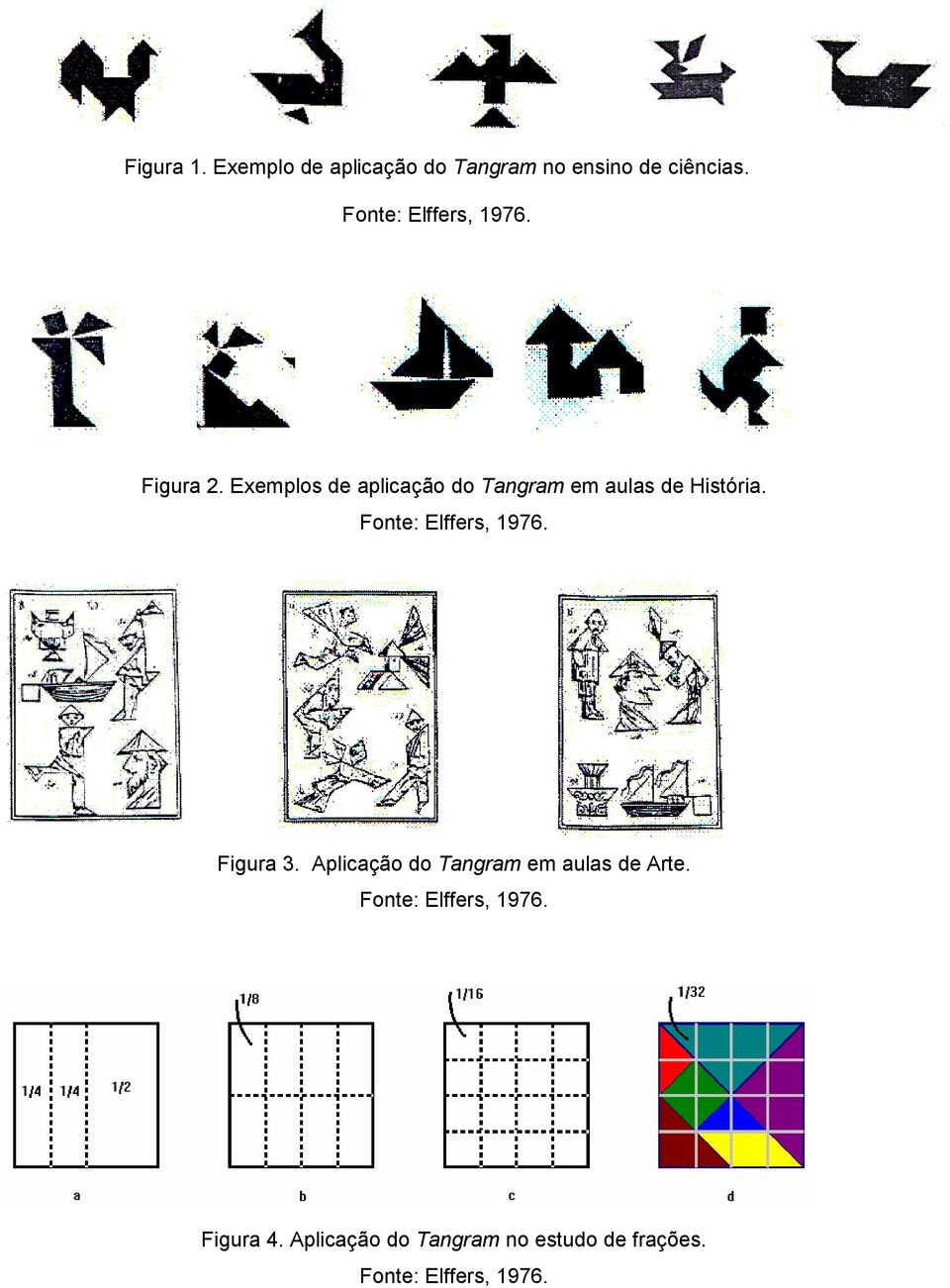 Exemplos de aplicação do Tangram em aulas de História. Fonte: Elffers, 1976.