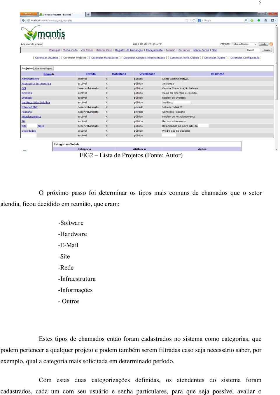 podem pertencer a qualquer projeto e podem também serem filtradas caso seja necessário saber, por exemplo, qual a categoria mais solicitada em determinado