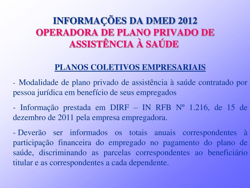 216, de 15 de dezembro de 2011 pela empresa empregadora.