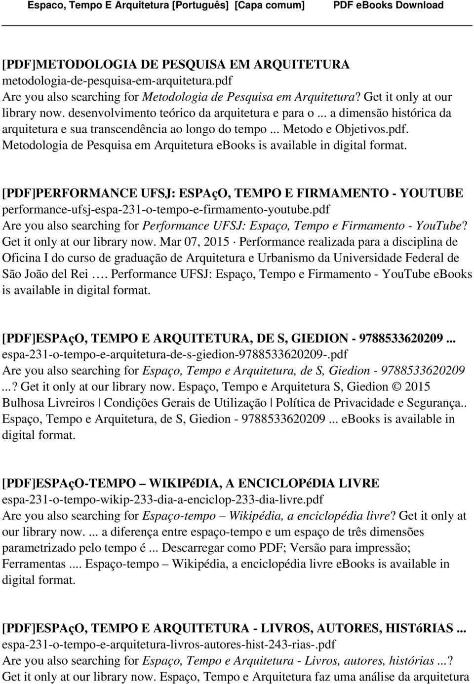 Metodologia de Pesquisa em Arquitetura ebooks is [PDF]PERFORMANCE UFSJ: ESPAçO, TEMPO E FIRMAMENTO - YOUTUBE performance-ufsj-espa-231-o-tempo-e-firmamento-youtube.