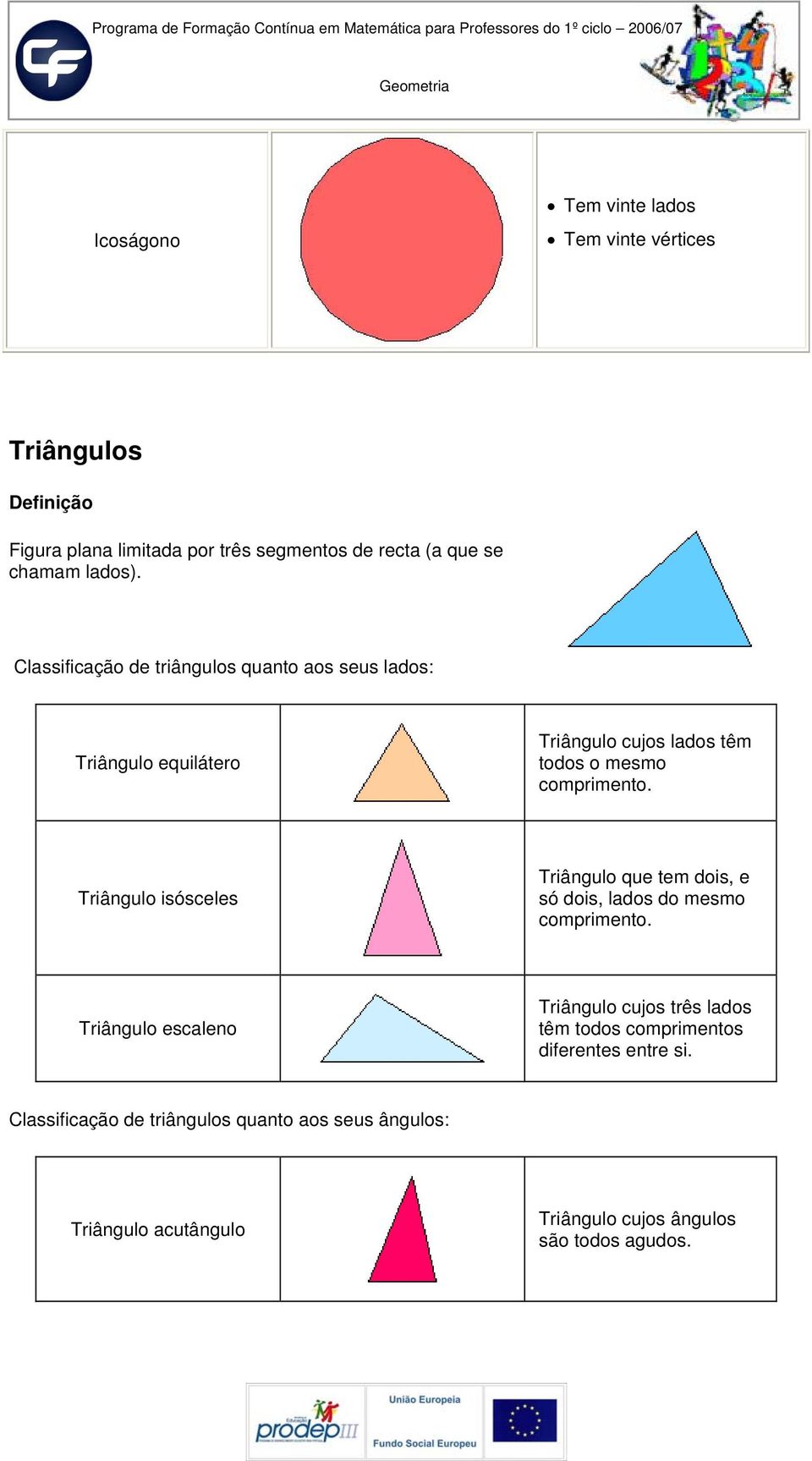 Triângulo isósceles Triângulo que tem dois, e só dois, lados do mesmo comprimento.
