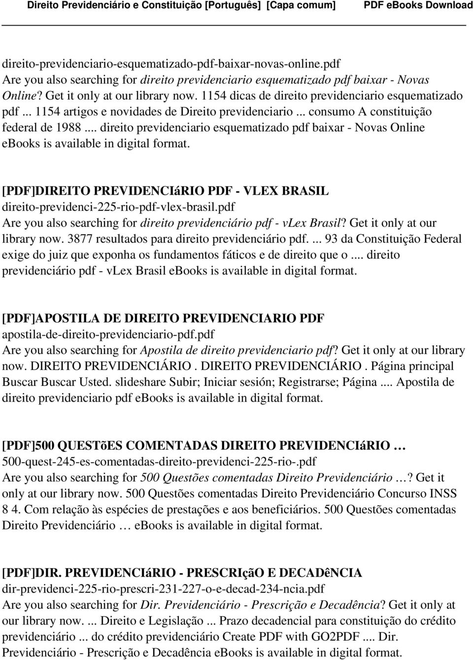 .. direito previdenciario esquematizado pdf baixar - Novas Online ebooks is available in digital [PDF]DIREITO PREVIDENCIáRIO PDF - VLEX BRASIL direito-previdenci-225-rio-pdf-vlex-brasil.