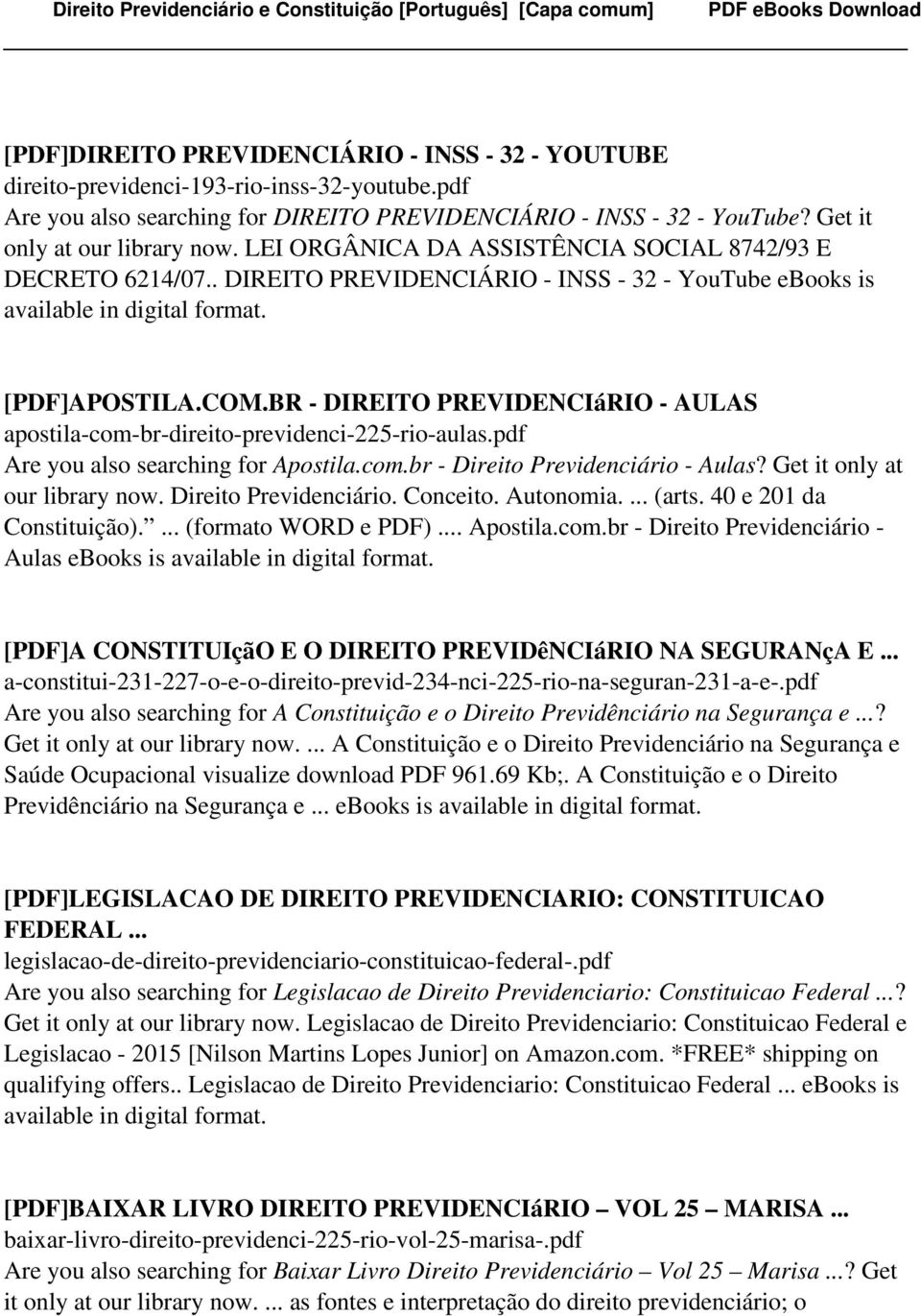 BR - DIREITO PREVIDENCIáRIO - AULAS apostila-com-br-direito-previdenci-225-rio-aulas.pdf Are you also searching for Apostila.com.br - Direito Previdenciário - Aulas? Get it only at our library now.