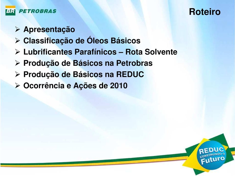 Solvente Produção de Básicos na Petrobras