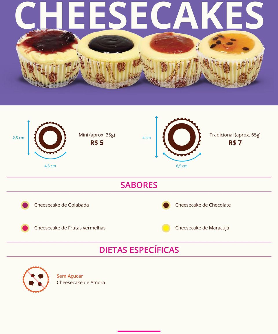 65g) R$ 7 4,5 cm 6,5 cm SABORES Cheesecake de Goiabada