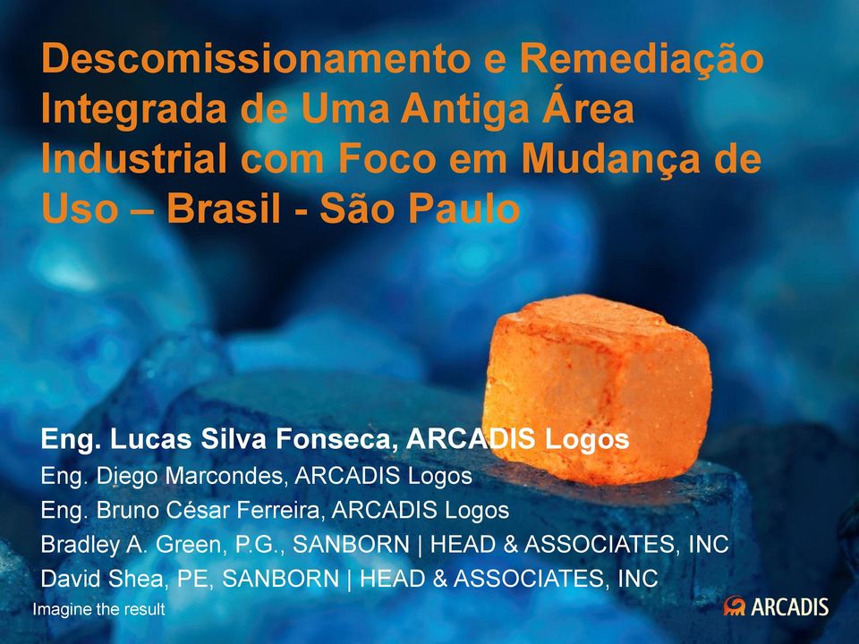 Diego Marcondes, ARCADIS Logos Eng. Bruno César Ferreira, ARCADIS Logos Bradley A. Gr