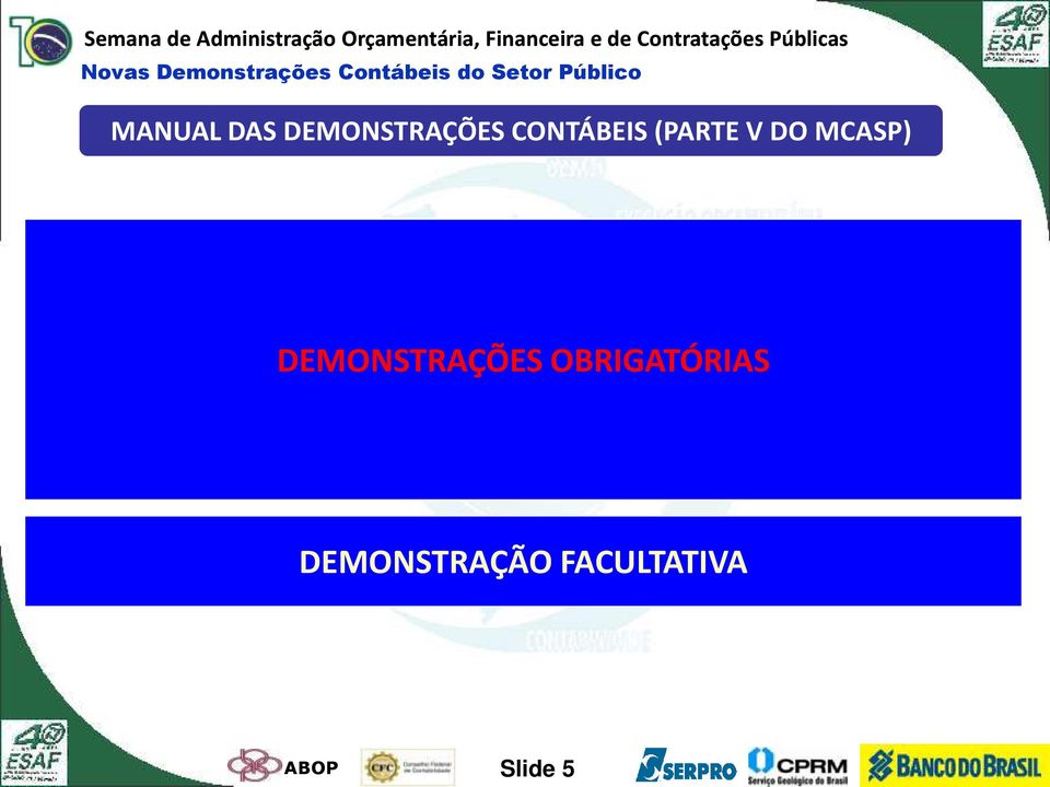 Demonstração das Variações Patrimoniais Demonstração do Fluxo de Caixa Demonstração da Mutação