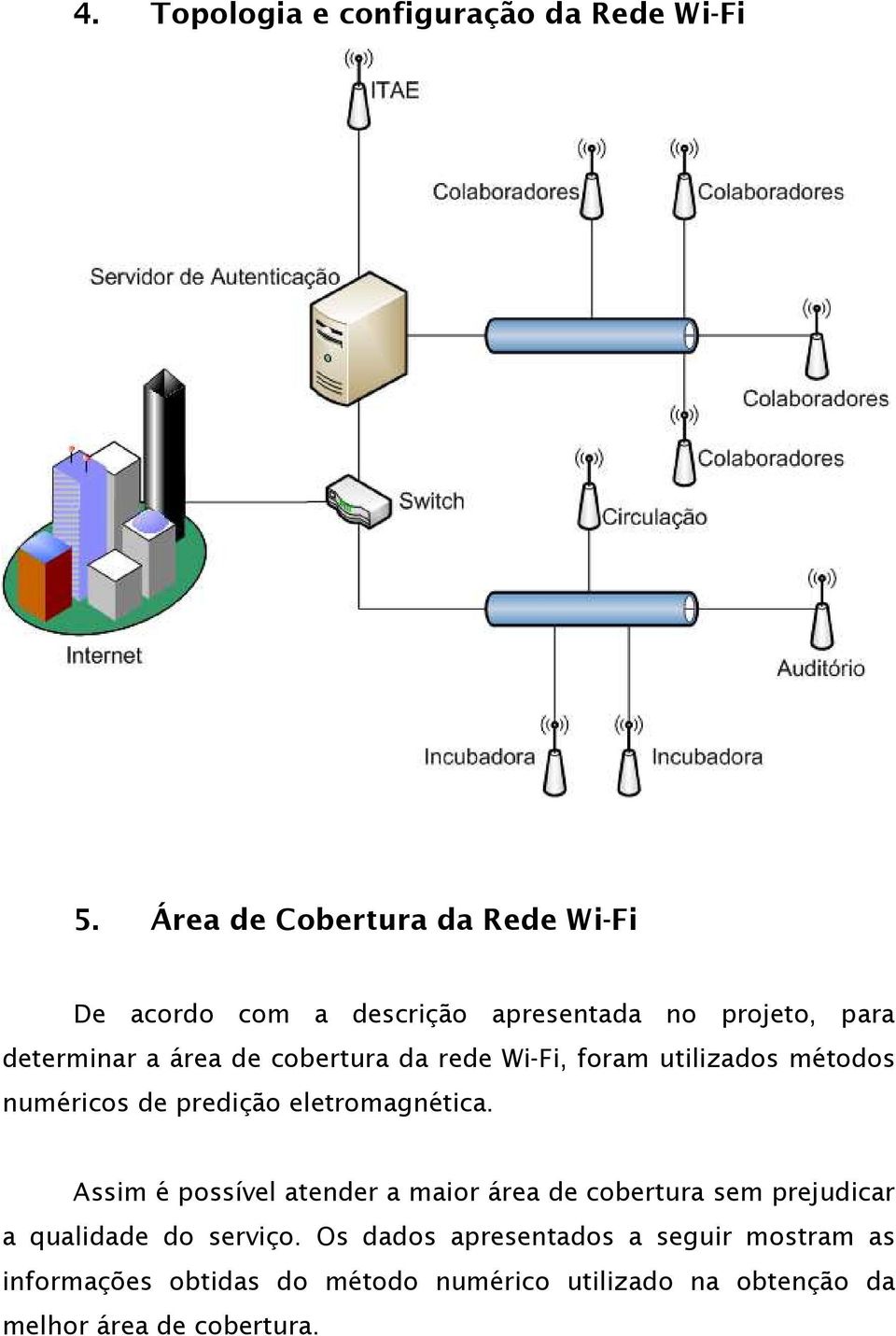 cobertura da rede Wi-Fi, foram utilizados métodos numéricos de predição eletromagnética.