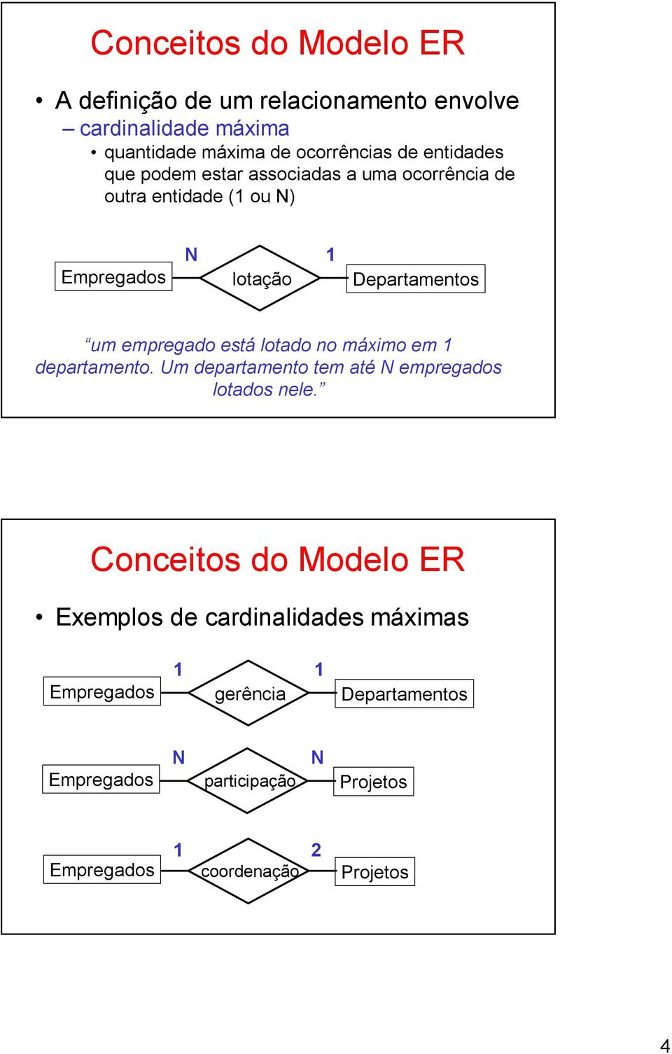 Departamentos um empregado está lotado no máximo em 1 departamento.