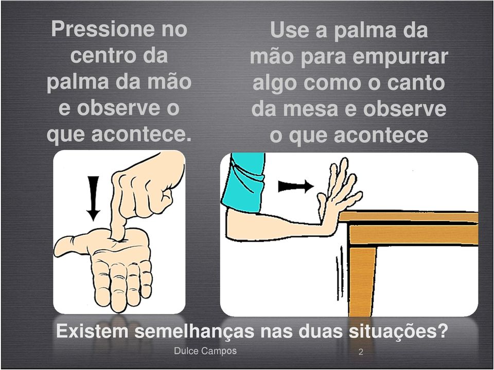 Use a palma da mão para empurrar algo como o