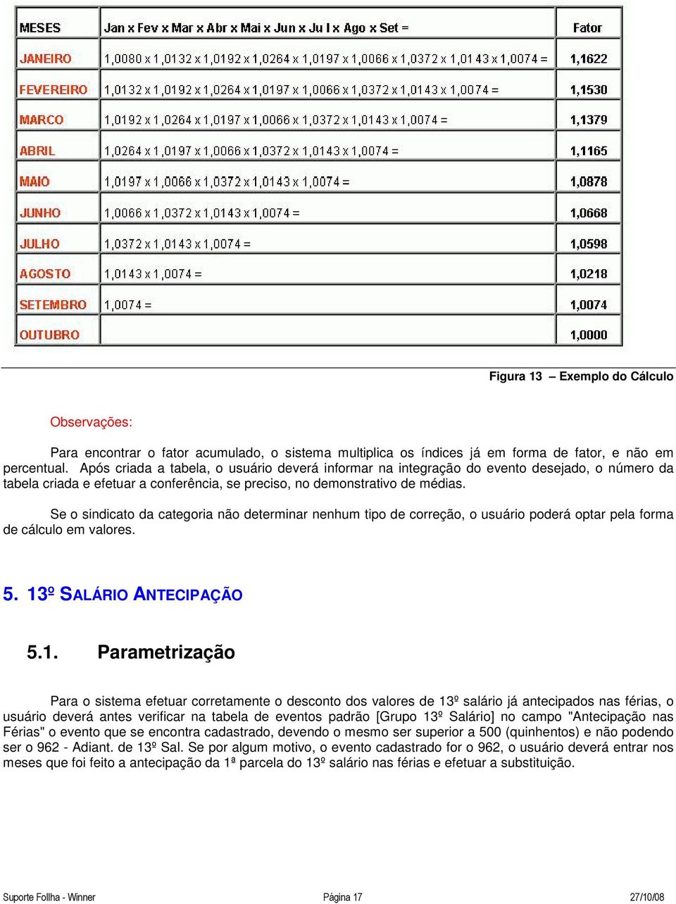 Se o sindicato da categoria não determinar nenhum tipo de correção, o usuário poderá optar pela forma de cálculo em valores. 5. 13