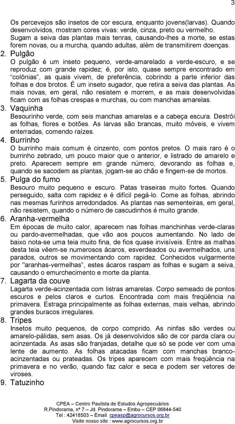 Pulgão O pulgão é um inseto pequeno, verde-amarelado a verde-escuro, e se reproduz com grande rapidez; é, por isto, quase sempre encontrado em colônias, as quais vivem, de preferência, cobrindo a