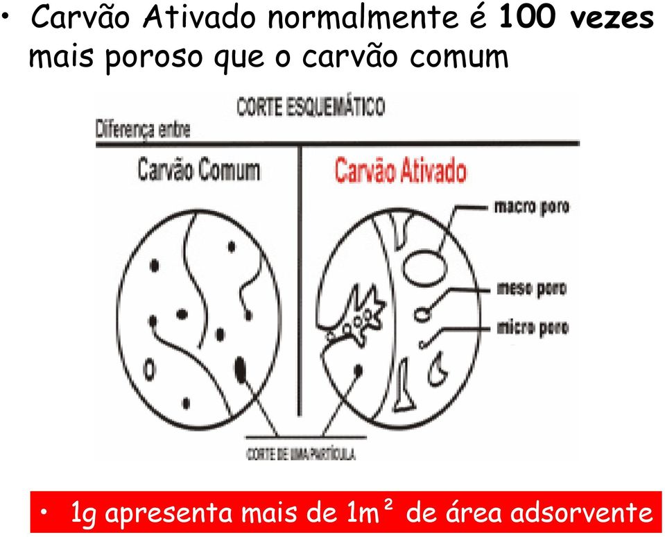 carvão comum 1g apresenta