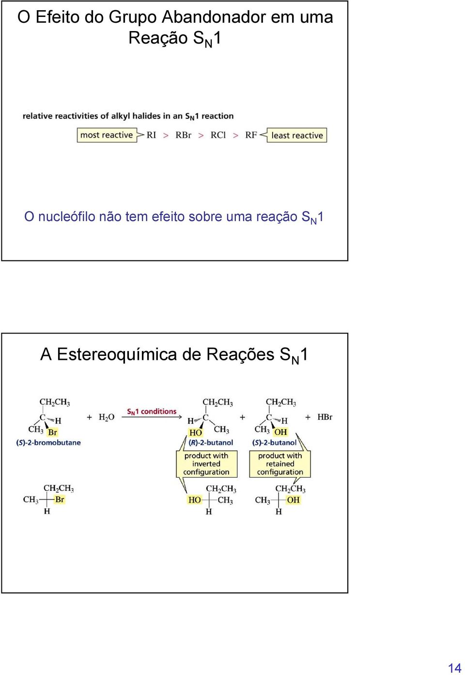 tem efeito sobre uma reação S N 1