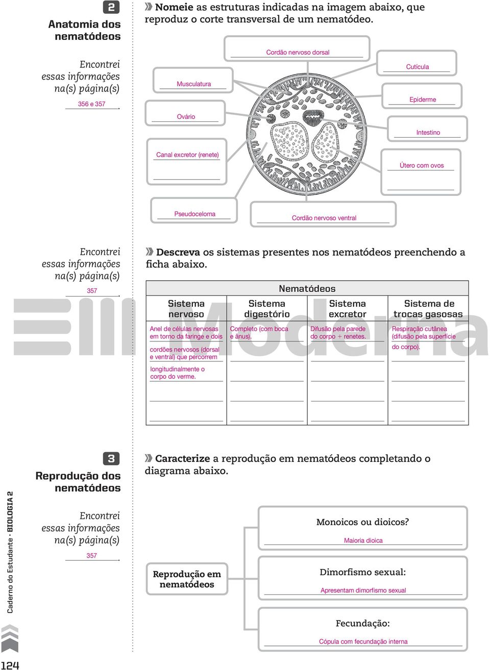 cordões nervosos (dorsal e ventral) que percorrem longitudinalmente o corpo do verme digestório Completo (com boca e ânus) Nematódeos excretor Difusão pela parede do corpo 1 renetes de trocas gasosas