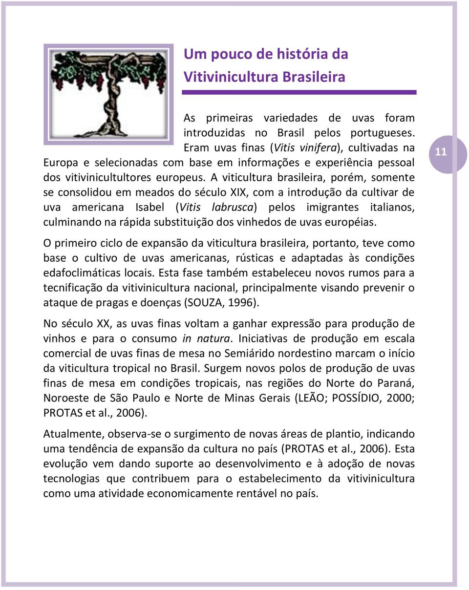 A viticultura brasileira, porém, somente se consolidou em meados do século XIX, com a introdução da cultivar de uva americana Isabel (Vitis labrusca) pelos imigrantes italianos, culminando na rápida