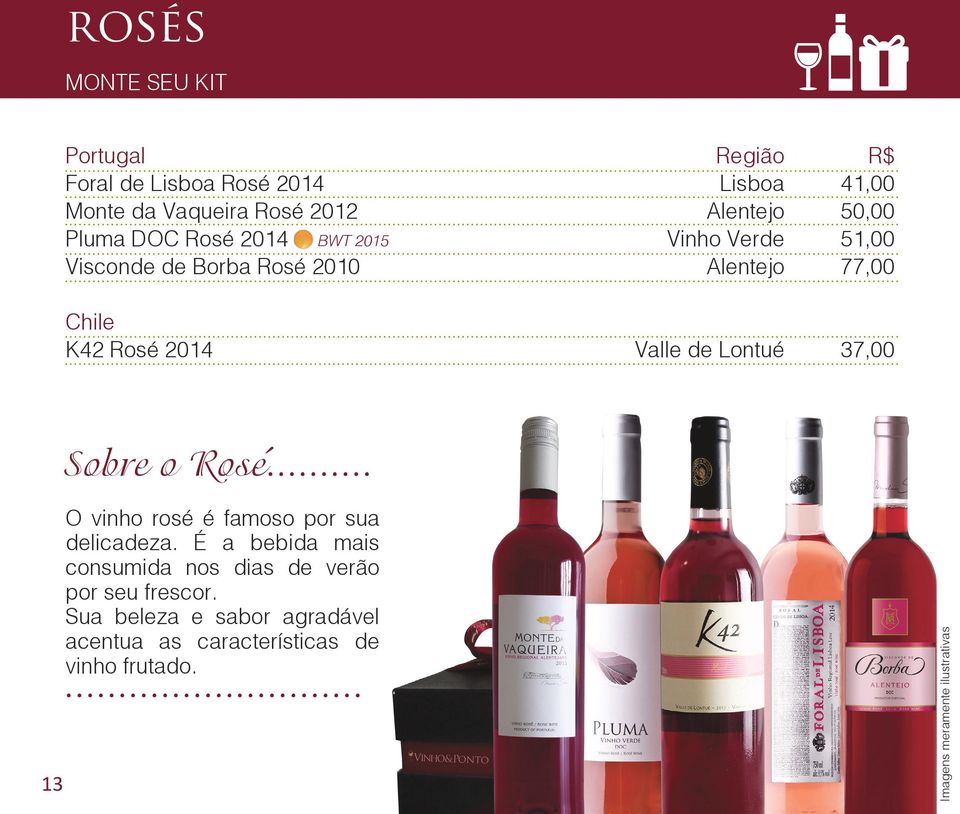 Sobre o Rose... 13 O vinho rosé é famoso por sua delicadeza.