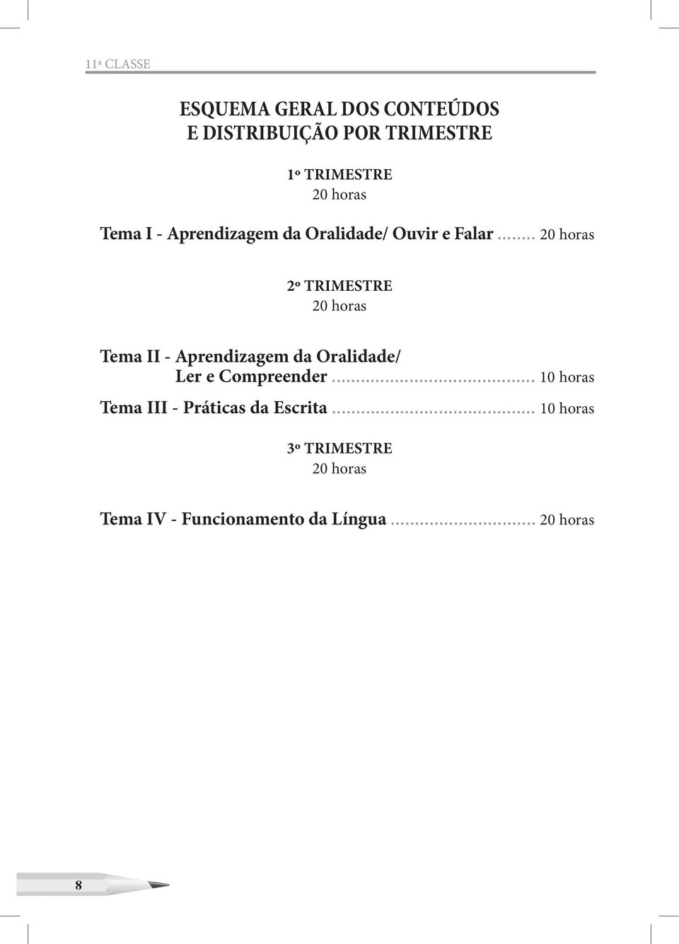 .. 20 horas 2º TRIMESTRE 20 horas Tema II - Aprendizagem da Oralidade/ Ler e Compreender.