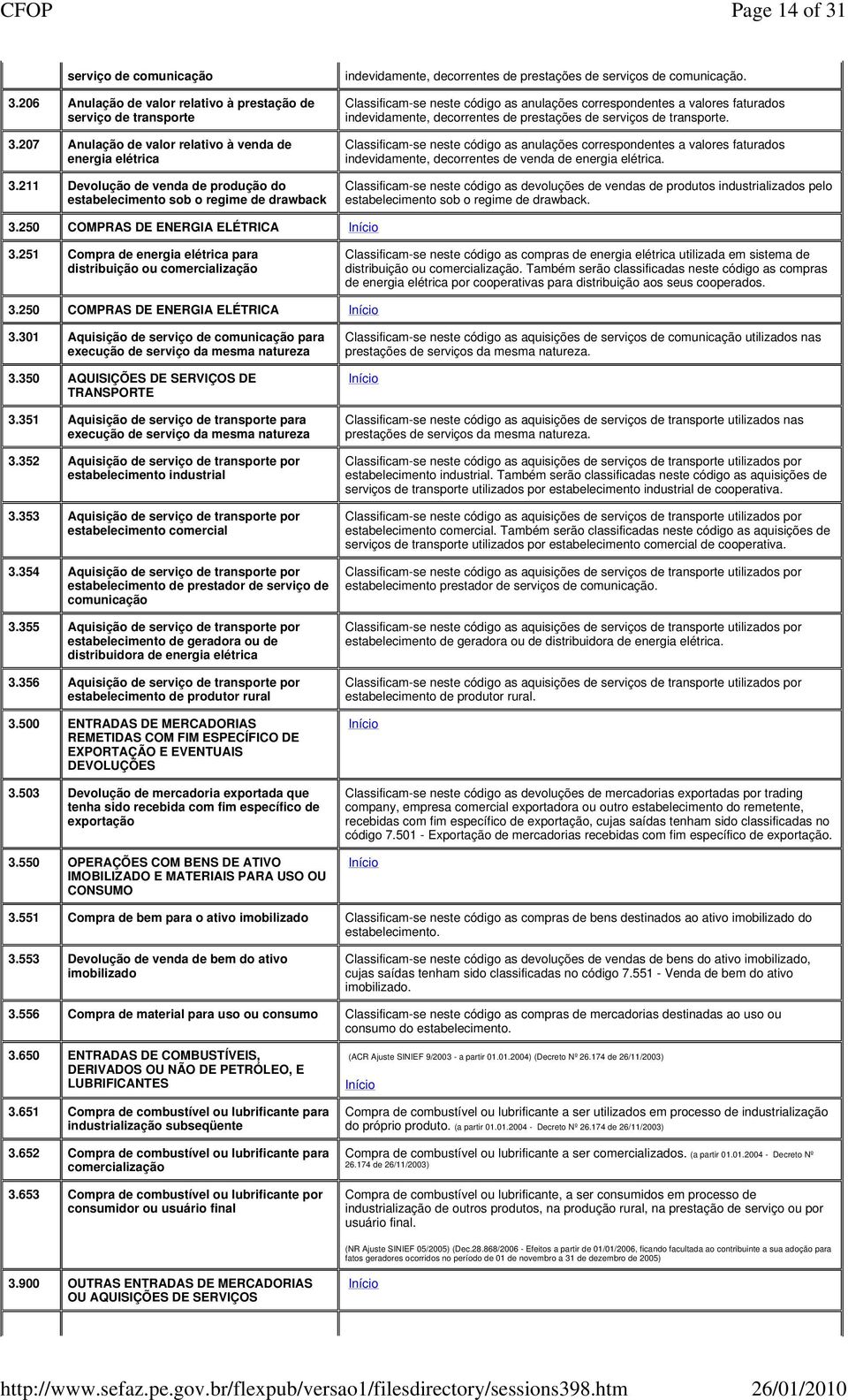 Classificam-se neste código as anulações correspondentes a valores faturados indevidamente, decorrentes de prestações de serviços de transporte.