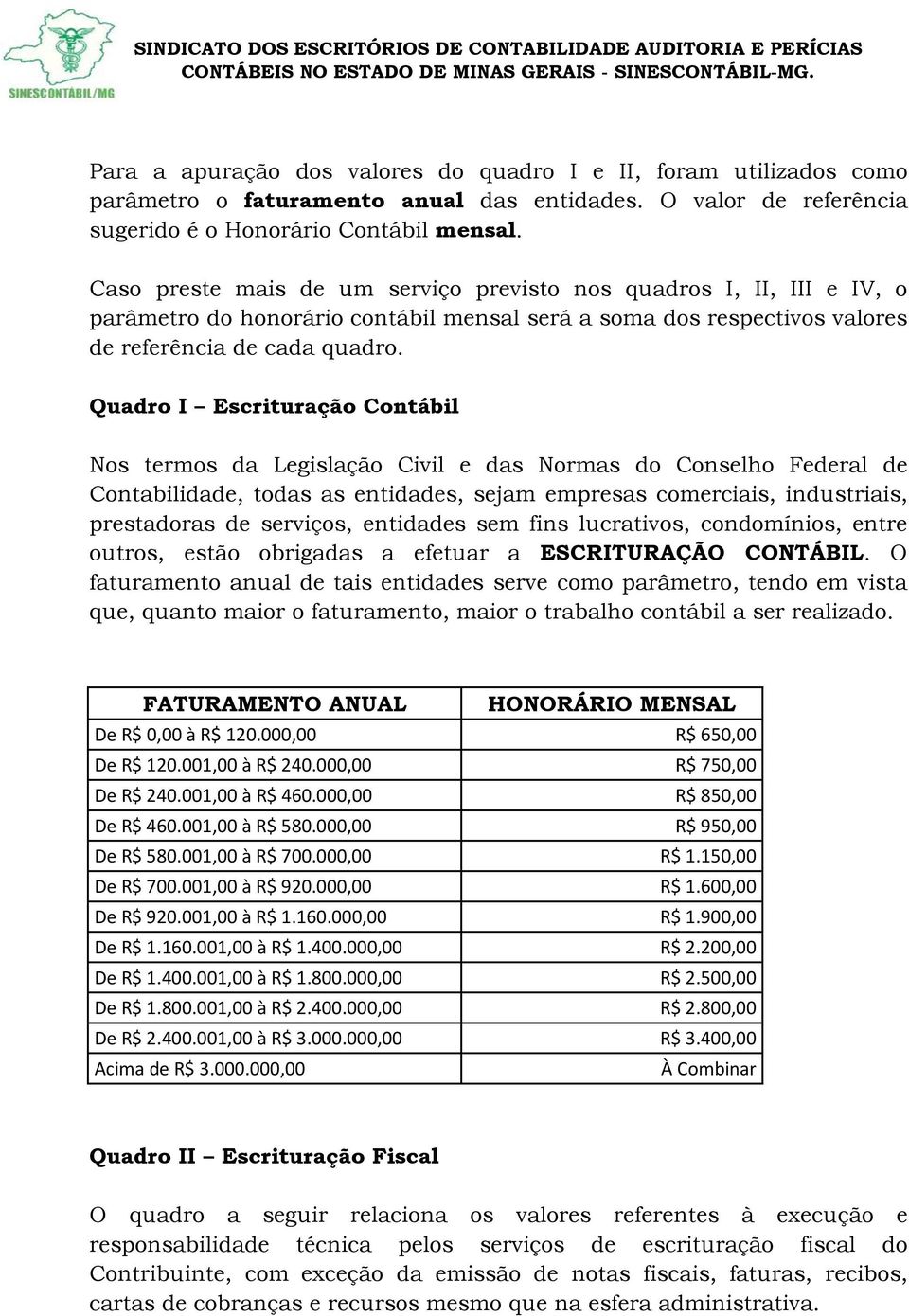 Quadro I Escrituração Contábil Nos termos da Legislação Civil e das Normas do Conselho Federal de Contabilidade, todas as entidades, sejam empresas comerciais, industriais, prestadoras de serviços,