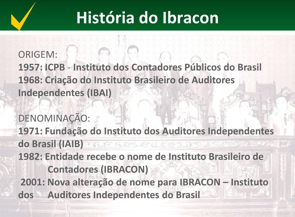 Auditores Independentes do Brasil (IAIB) 1982: Entidade recebe o nome de Instituto Brasileiro de