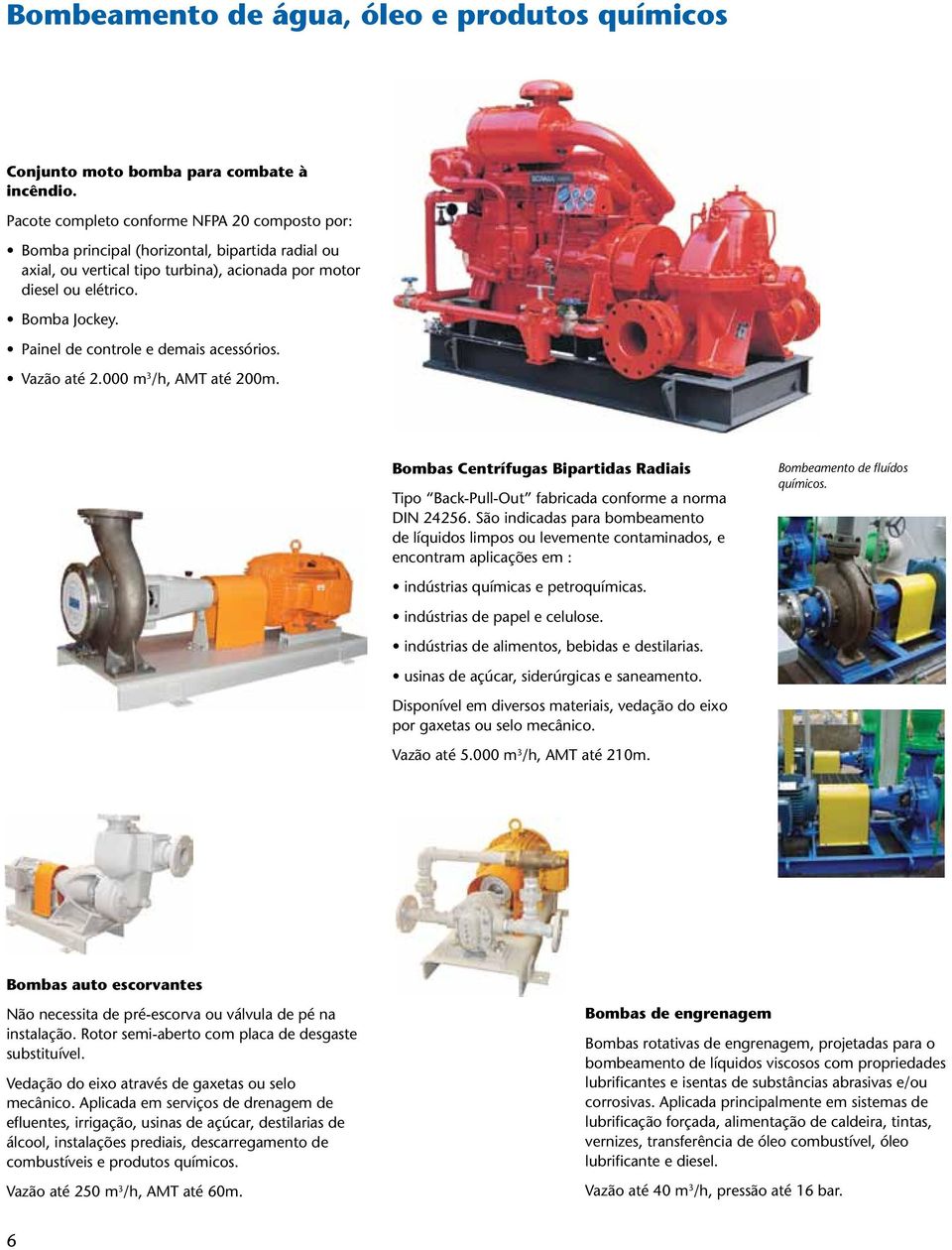 Painel de controle e demais acessórios. Vazão até 2.000 m 3 /h, AMT até 200m. Bombas Centrífugas Bipartidas Radiais Tipo Back-Pull-Out fabricada conforme a norma DIN 24256.