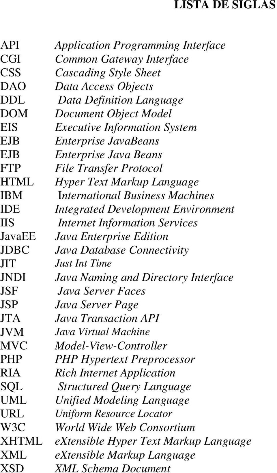 Protocol Hyper Text Markup Language International Business Machines Integrated Development Environment Internet Information Services Java Enterprise Edition Java Database Connectivity Just Int Time