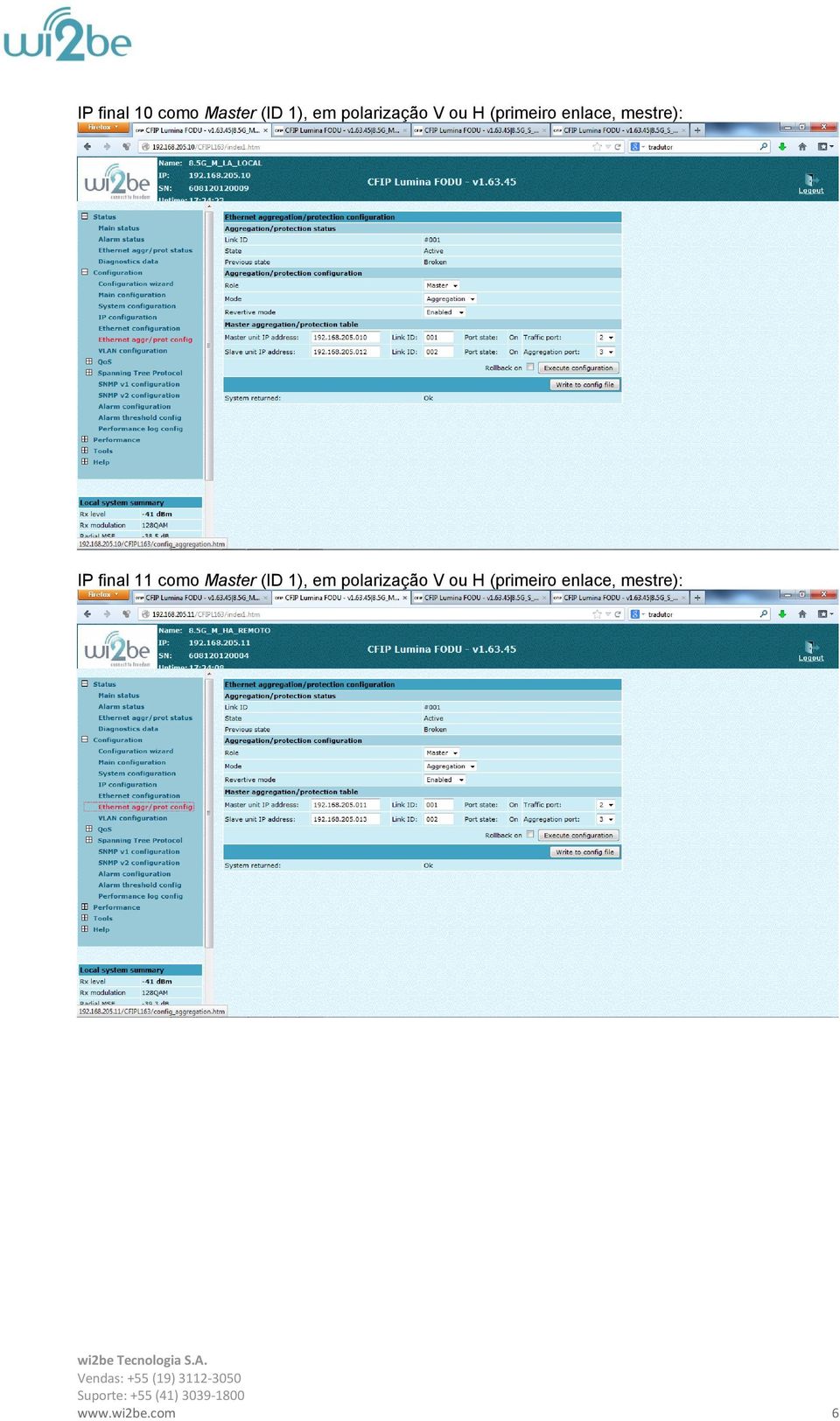 mestre): IP final 11 como Master (ID 1), em 