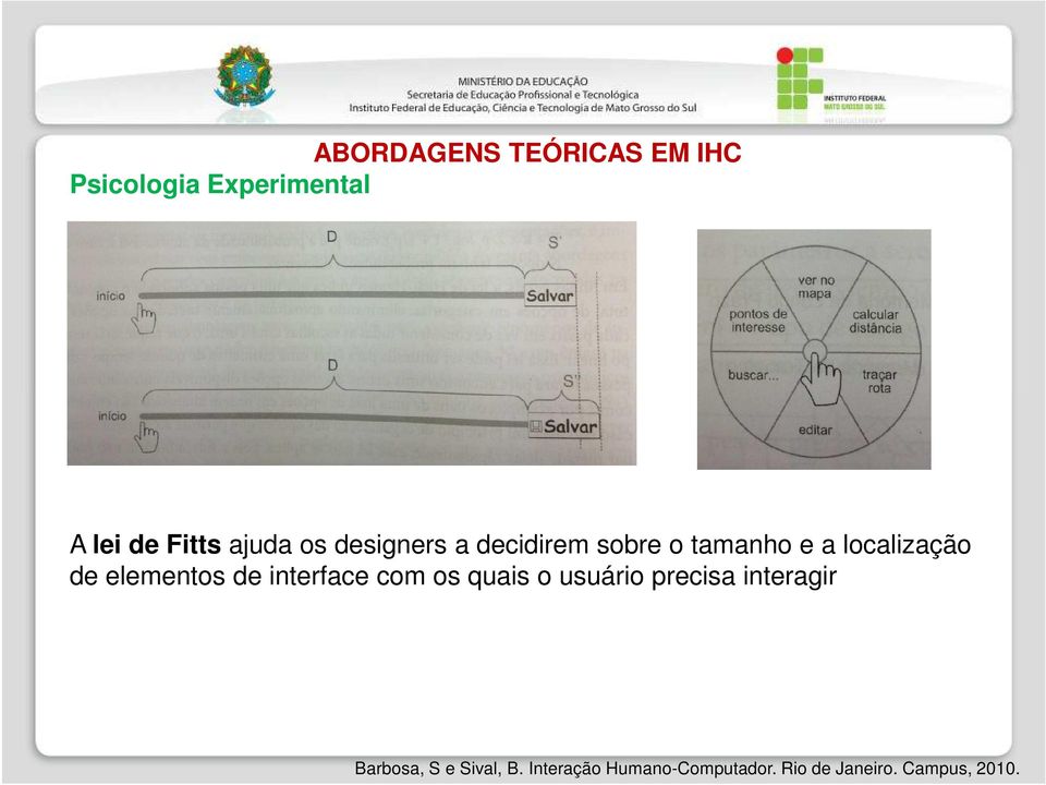 interface com os quais o usuário precisa interagir Barbosa, S