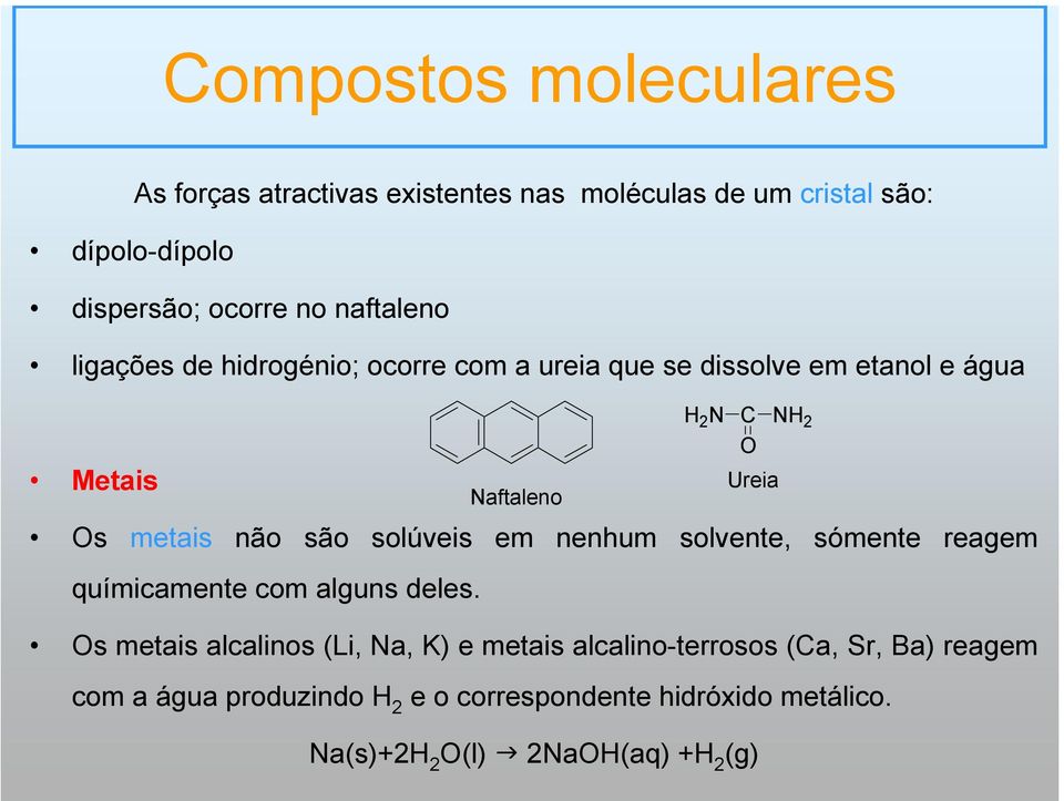 solvente, sómente reagem químicamente com alguns deles.