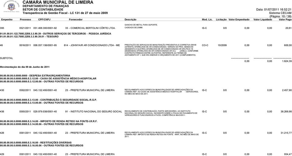 156/0001-95 814 - JOHNYAIR AR CONDICIONADO LTDA - ME PRESTAÇÃO DE SERVIÇOS DE MANUTENÇÃO PREVENTIVA E CORRETIVA EM 80 (OITENTA) APARELHOS DE AR CONDICIONADO, VERSÃO SÓ FRIO, SENDO 64 (SESSENTA E