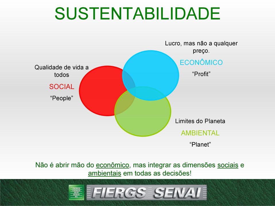 Limites do Planeta AMBIENTAL Planet Não é abrir mão do