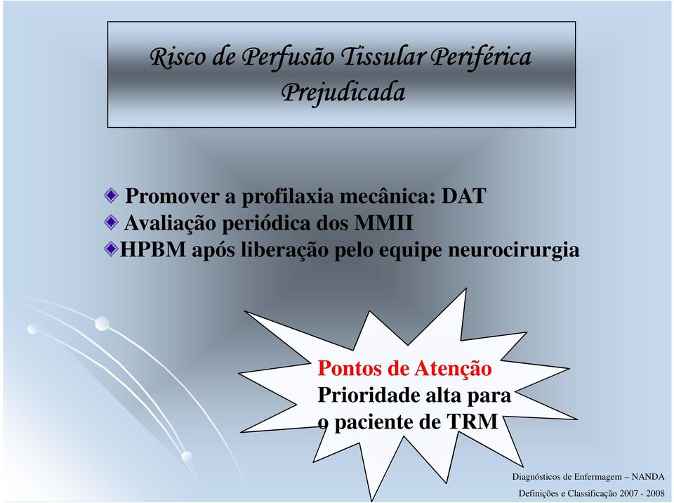 equipe neurocirurgia Pontos de Atenção Prioridade alta para o paciente