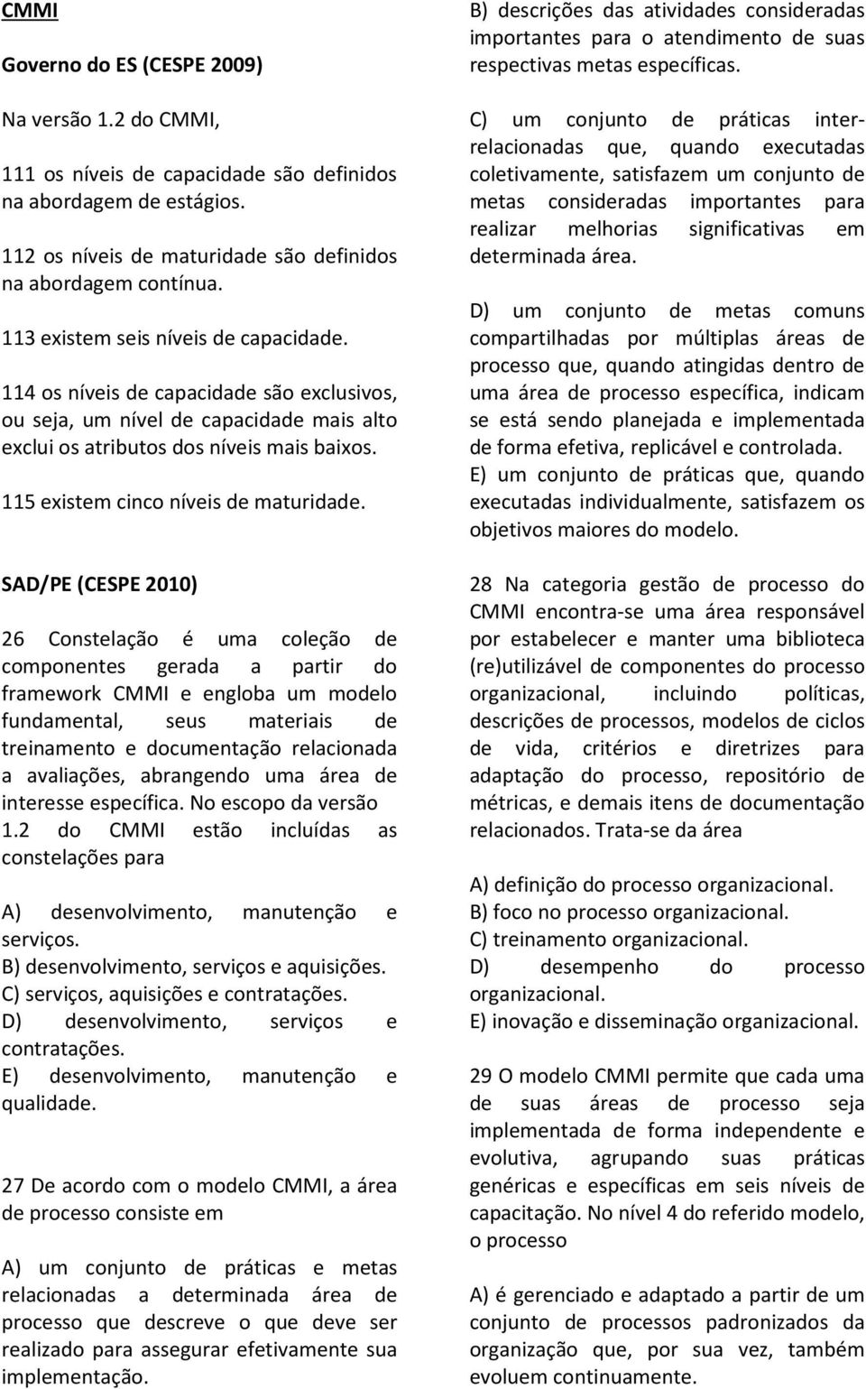 115 existem cinco níveis de maturidade.