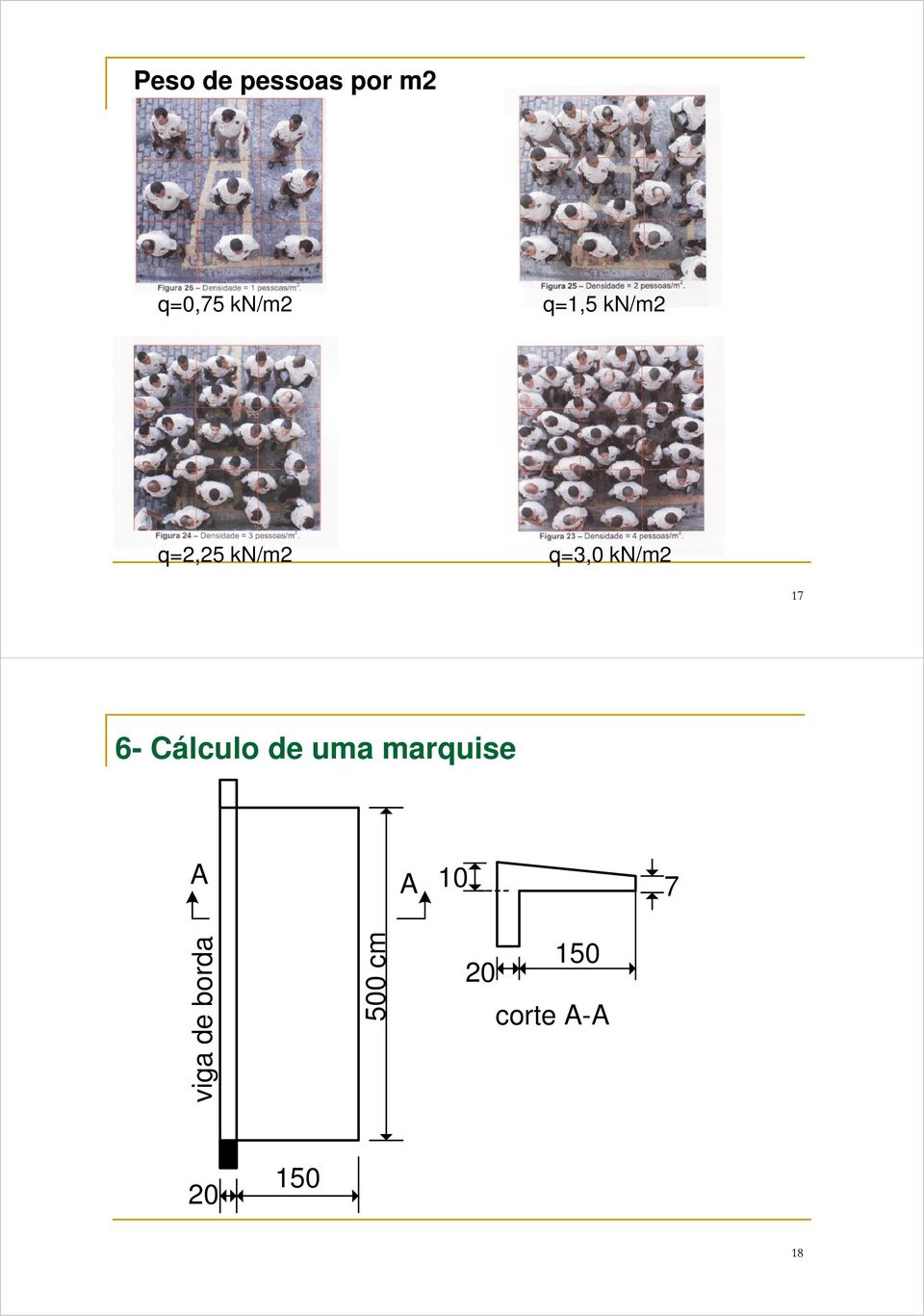 Cálculo de uma marquise A A 10 7 viga