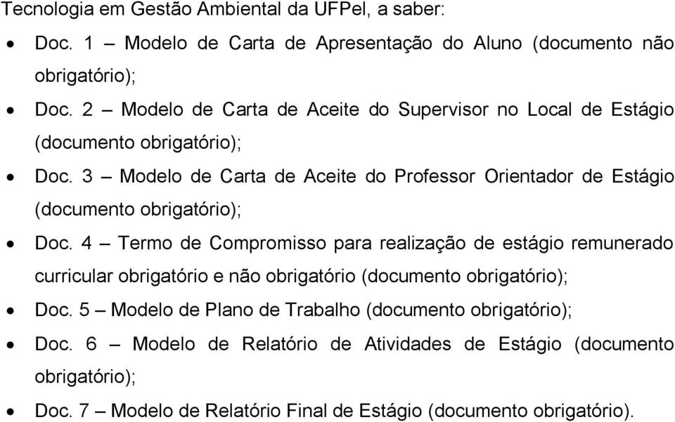 3 Modelo de Carta de Aceite do Professor Orientador de Estágio (documento obrigatório); Doc.