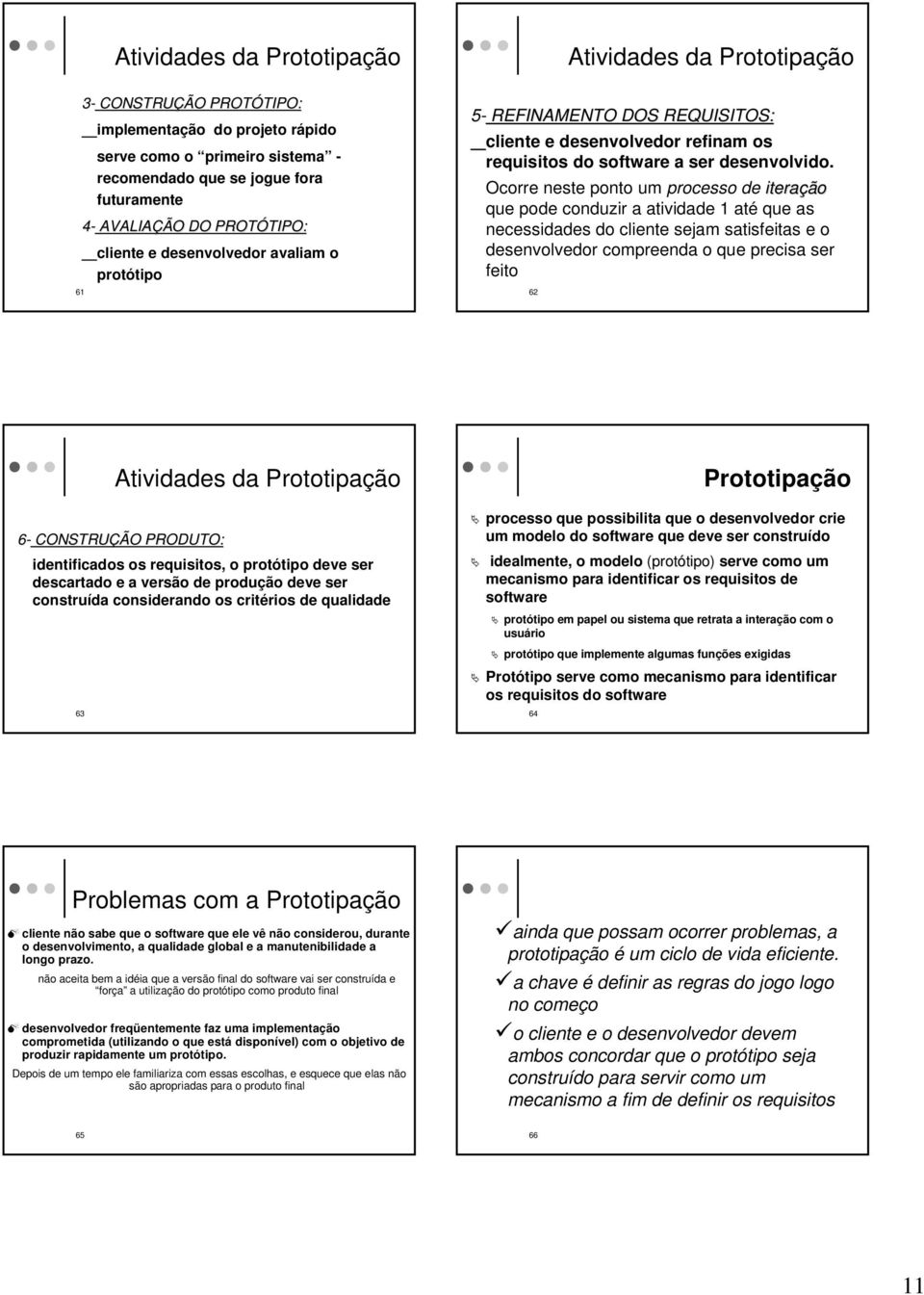 Ocorre neste ponto um processo de iteração que pode conduzir a atividade 1 até que as necessidades do cliente sejam satisfeitas e o desenvolvedor compreenda o que precisa ser feito 62 6- CONSTRUÇÃO