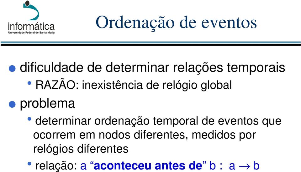 hdeterminar ordenação temporal de eventos que ocorrem em nodos