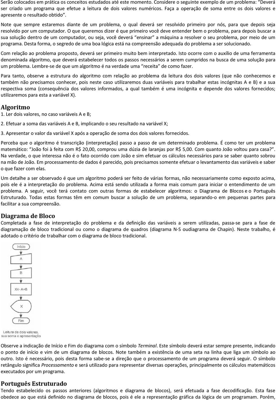 Note que sempre estaremos diante de um problema, o qual deverá ser resolvido primeiro por nós, para que depois seja resolvido por um computador.