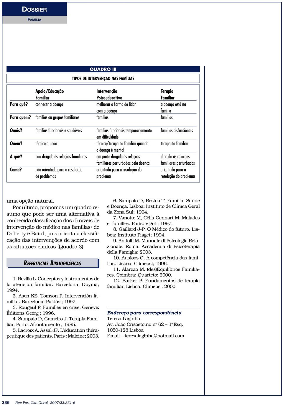 famílias funcionais e saudáveis famílias funcionais temporariamente famílias disfuncionais em dificuldade Quem?