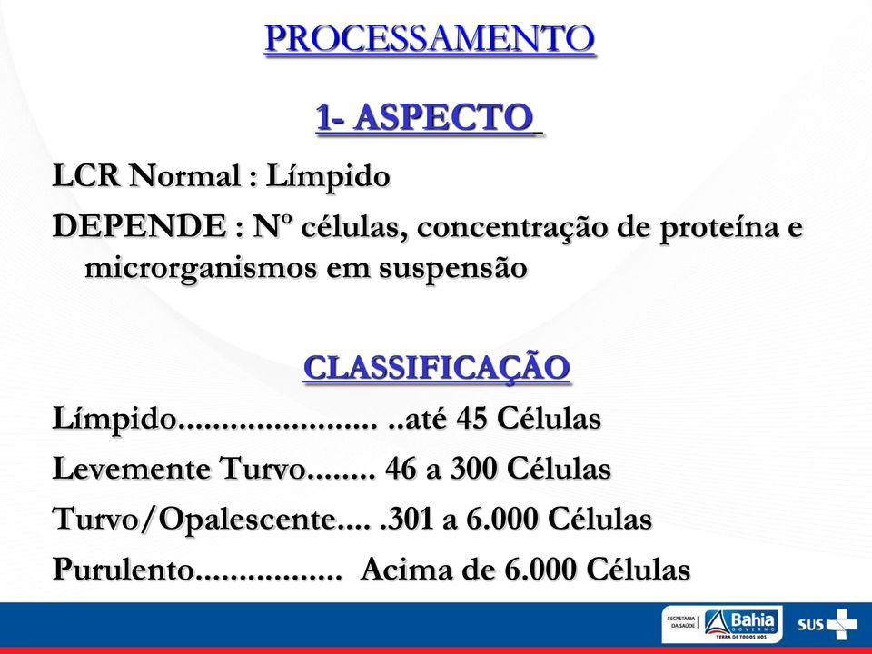 Límpido.....até 45 Células Levemente Turvo.