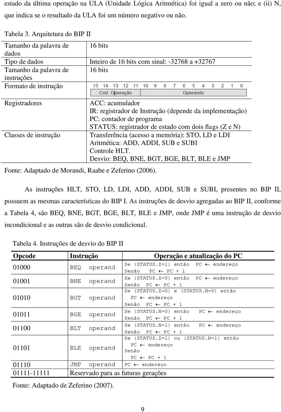 Classes de instrução Fonte: Adaptado de Morandi, Raabe e Zeferino (2006).