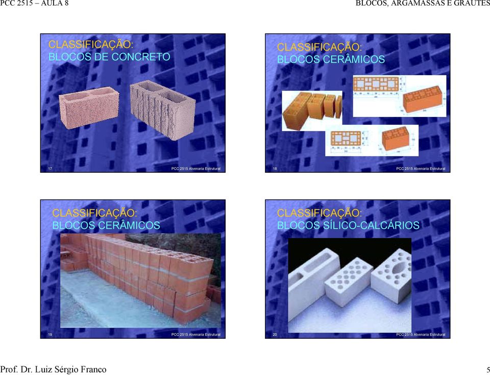 BLOCOS CERÂMICOS CLASSIFICAÇÃO: BLOCOS SÍLICO-CALCÁRIOS 19 PCC 2515