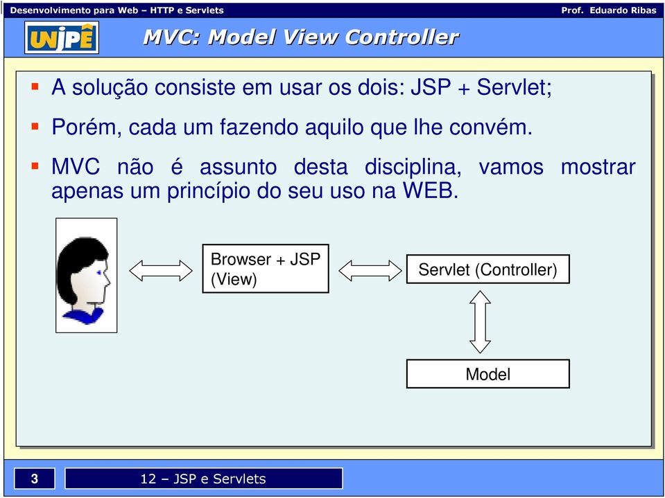 MVC não é assunto desta disciplina, vamos mostrar apenas um