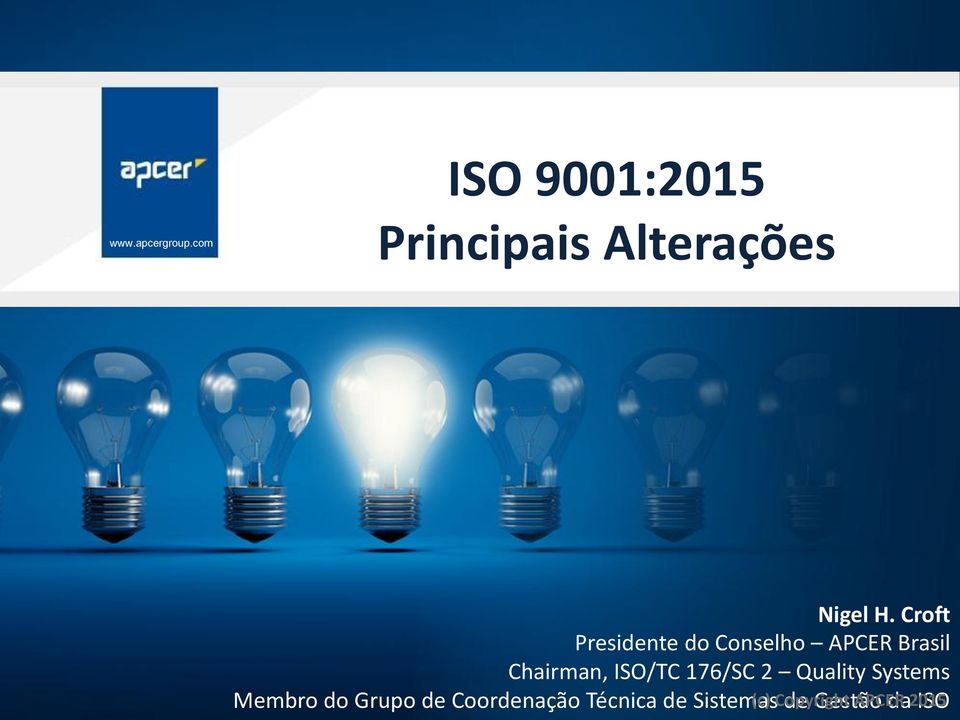 ISO/TC 176/SC 2 Quality Systems Membro do Grupo de