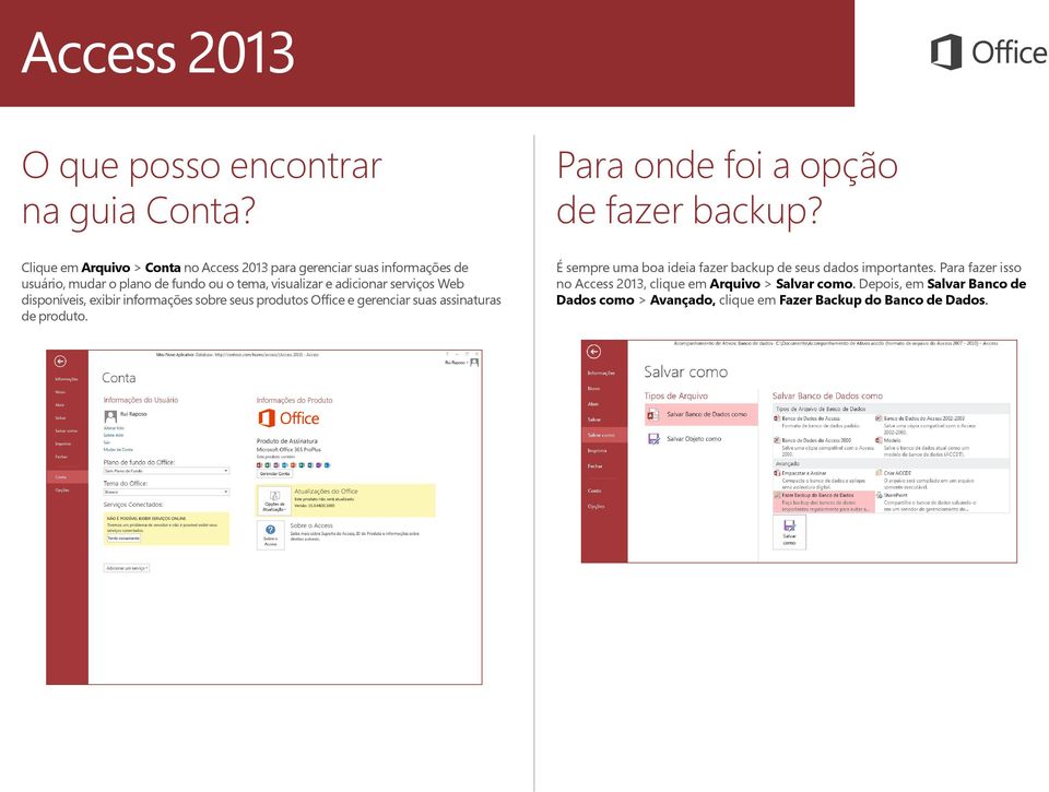 adicionar serviços Web disponíveis, exibir informações sobre seus produtos Office e gerenciar suas assinaturas de produto.