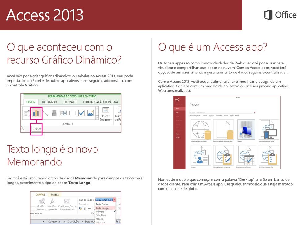 Os Access apps são como bancos de dados da Web que você pode usar para visualizar e compartilhar seus dados na nuvem.